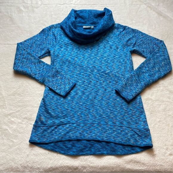 Athleta Blue Space Dye Tranquility Cowl Neck Pullover Size Small - Picture 1 of 12